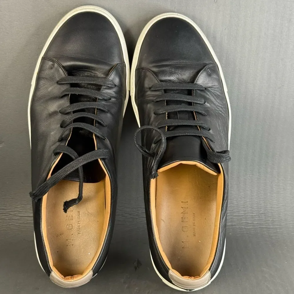 M. GEMI black leather low top Italian sneaker shoes men’s size 12 (45)